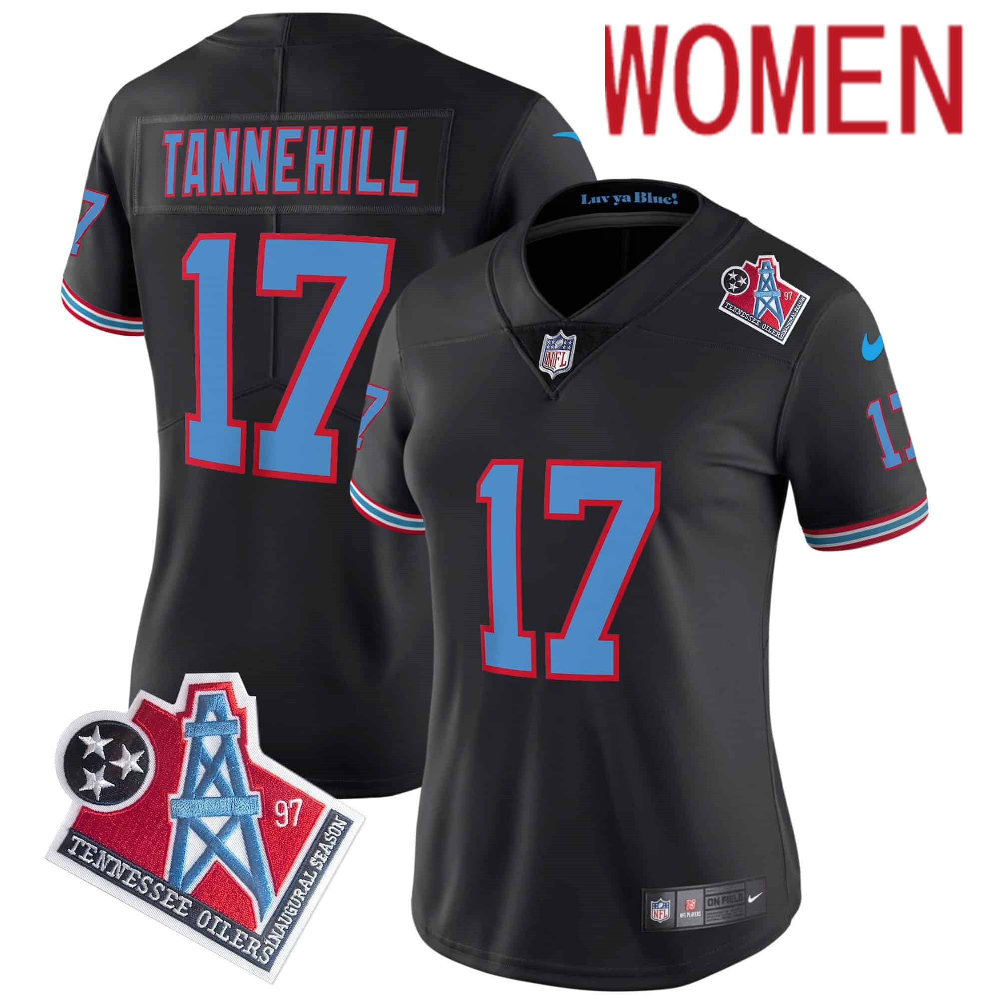 Women Tennessee Titans #17 Tannehill Black 1997 Throwback 2024 Nike Limited Vapor NFL Jersey